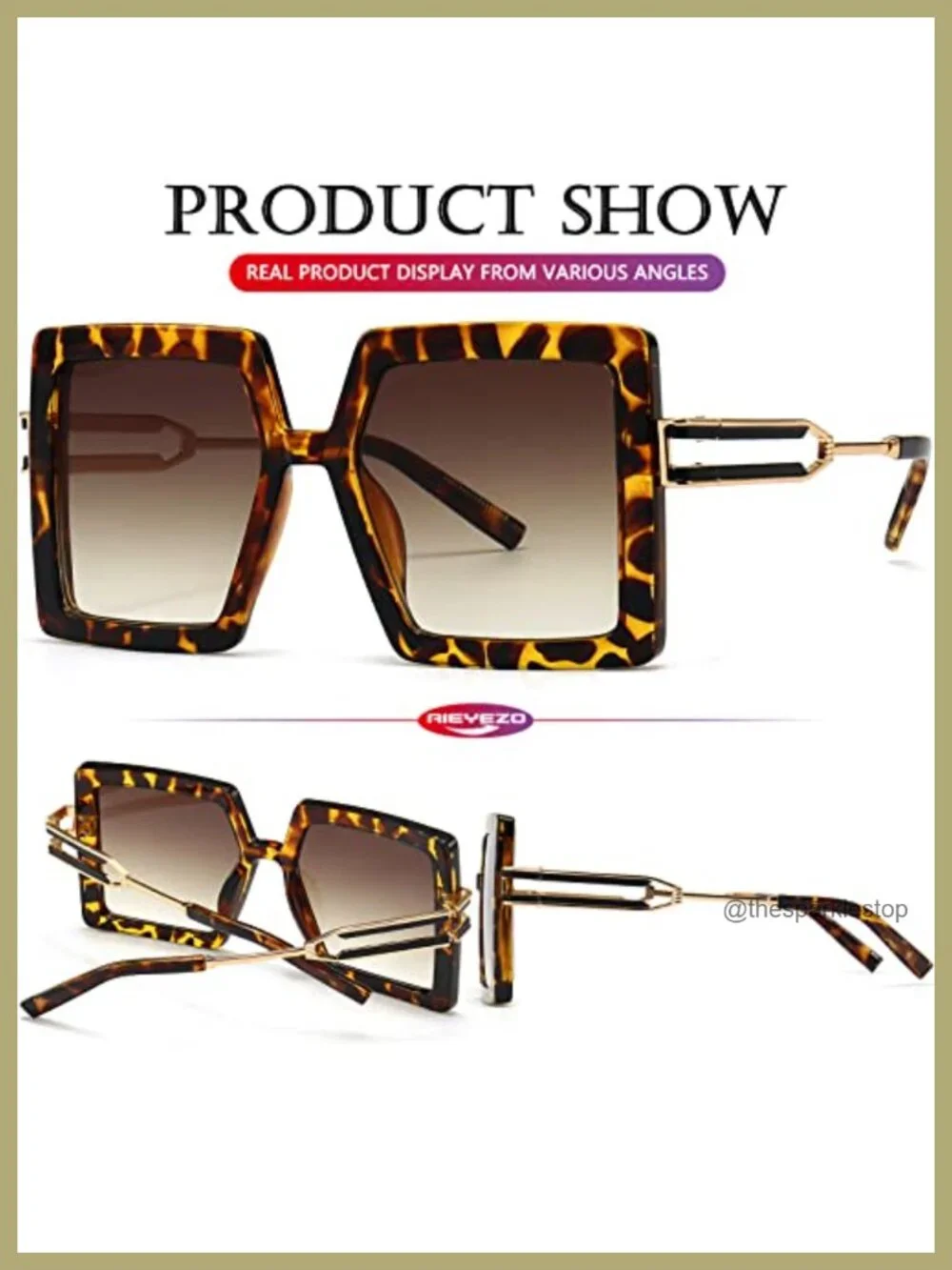 Oversized Square Sunglasses for Women UV400 Protection Retro Style